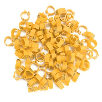 100Pcs 8MM 001 to 100 Numbered Plastic Letter Pigeon Bird Leg Bands Rings, Pigeon Identify Rings, Training Supplies Leg Number Bird Bands for Letter Pigeon (Yellow) - color: Yellow