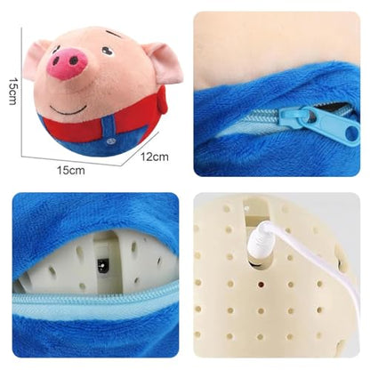 Active Moving Pet Plush Toy, Interactive Dog Toys Pet Bouncing Balls, USB Rechargeable Interactive Washable Cartoon Pig Plush Sound Electronic Dog Toy, Small Cute Squeaky Pig Dog Toy (Red) - color: Red