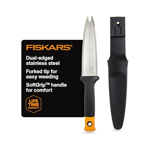 Fiskars Hori Hori Garden Knife with Sheath, Multi-Purpose Heavy Duty Gardening Hand Tool for Weeding, Planting, Digging with Hanging Hole - style: Hori Knife