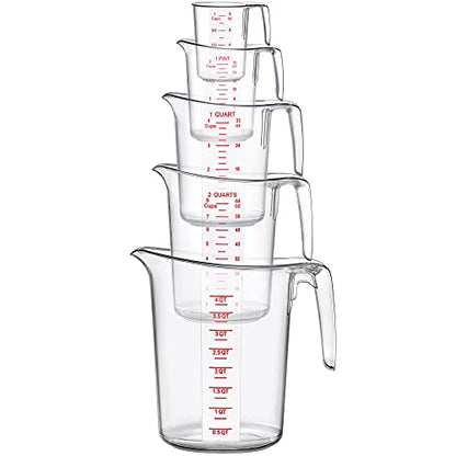 Amazing Abby - Melissa - Plastic Measuring Cups (5-Piece Set), Food-Grade Measuring Jugs, 1/2/4/8/16-Cup Capacity, Unbreakable, Stackable, Dishwasher-Safe, Great for Oil, Vinegar, Flour, and More - style: 5-Piece Set (1/2/4/8/16-Cup)