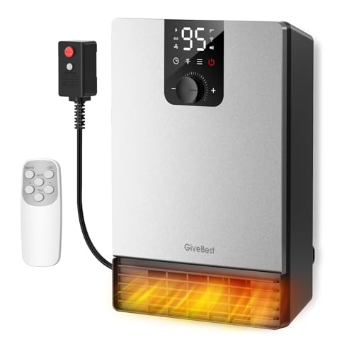 Wall Heater for Bathroom, 1500W Fast Heating Electric Space Heater with ALCI Plug, Adjustable Thermostat, 3 Heating Modes, 24H Timer, Easy Mounted Heater for Indoor Use, Home, Office, Silver - color: Silver