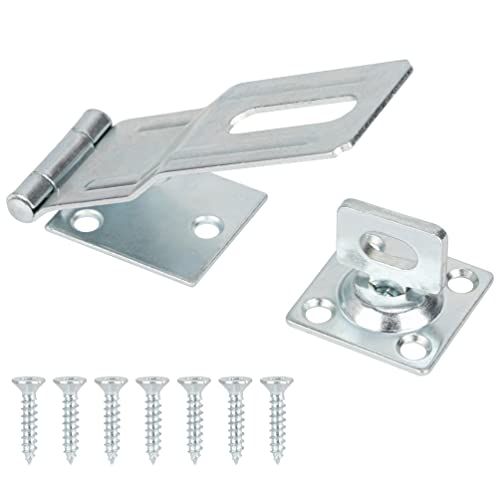 4-1/2" Swivel Staple Safety Hasps, Gate Door Hasp Latches Safety Packlock Clasp Locking with Twist Knob for Fence, Gate, Cabinet, in Zinc Plated - color: Silver