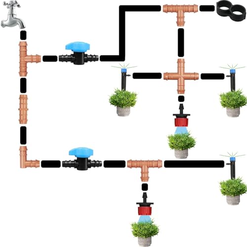 JAYEE 25 Pack Drip Irrigation Barbed Tee Fittings (17mm) for 1/2" Drip Hose(0.600”ID) ，Sprinkler Tubing Connector for Drip System - color: 25P Tee