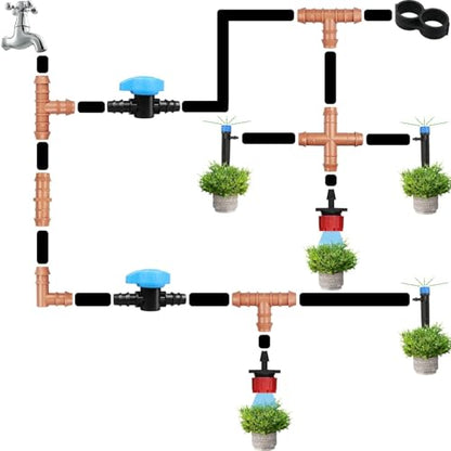 JAYEE 25 Pack Drip Irrigation Barbed Tee Fittings (17mm) for 1/2" Drip Hose(0.600”ID) ，Sprinkler Tubing Connector for Drip System - color: 25P Tee
