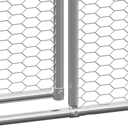 118"x118" Galvanized Steel Walk-in Chicken Coop PE Roof, Lockable Gate, 2-Person Assembly, for Poultry Rabbits Ducks - color: Silver-B, size: 118.1 x 118.1 x 78.7 in (W x L x H)