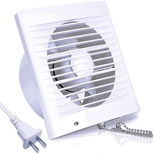 6 Inch Wall-Mounted Exhaust Fan, 18W Ventilation Extractor with Anti-backflow Check Valve Chain Switch for Window Duct Glass Grow Tent Bathroom Vents - 8"×8" Grid Panel - Small Size - size: Φ6 Inch with Rope Switch