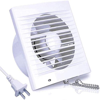 6 Inch Wall-Mounted Exhaust Fan, 18W Ventilation Extractor with Anti-backflow Check Valve Chain Switch for Window Duct Glass Grow Tent Bathroom Vents - 8"×8" Grid Panel - Small Size - size: Φ6 Inch with Rope Switch