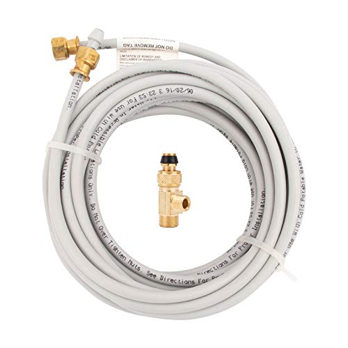 Ice Maker Installation Kit 25 Feet of PEX Tubing for Appliance Water Lines with Stop Tee, 1/4" Compression Fittings, for Potable Drinking Water - size: 25 ft, style: PEX with Stop Tee