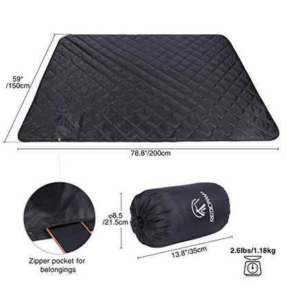 REDCAMP Large Camping Blanket with Sherpa Lining, Cold Weather Warm Outdoor Blanket Windproof for Camping Stadium, Machine Washable 59"x 79" - color: 59"x 79" Black