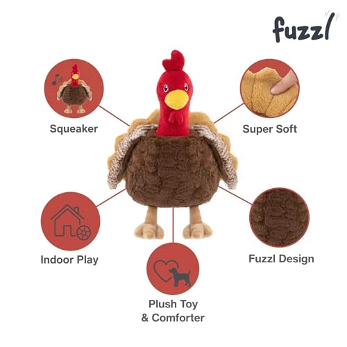 Fuzzl Plush Super Soft Sir Gobbles Turkey Dog Toy & Comforter – Cuddly Plush with Squeaker, Gentle Dog Toy for Puppies & Small, Medium & Large Dogs - style: Sir Gobbles