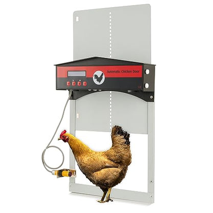 CO-Z Automatic Chicken Door, Automatic Chicken Coop Door with Timer Control and Light Sensor, Battery Powered Electric Chicken Coop Door Opener with Infrared Sensor for Duck Rabbit Goose Quail More