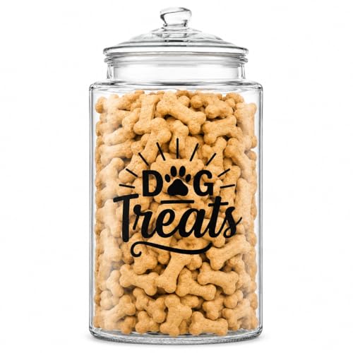 kitchentoolz 2-Gallon Dog Treat Container Airtight – Large Glass Jar for Countertop, Stylish Dog Treats Container & Dog Cookie Jar, Perfect Dachshund Accessories & Dog Treat Storage - size: 2 Gallon