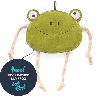 Fuzzl Eco Leather Lily Frog Natural and Tough Dog Toys - Dog Toy for Dogs and Puppy - style: Leather Frog