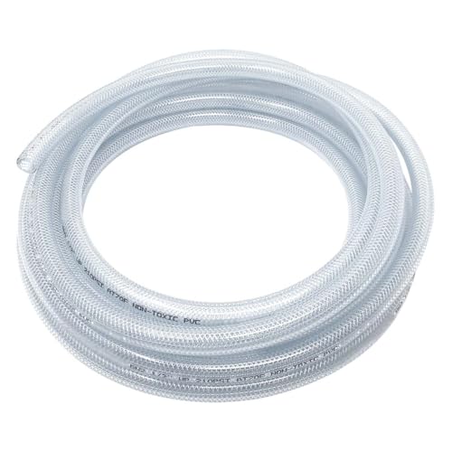 Gloxco Clear Braided PVC Tubing, Food Grade, Heavy Duty Reinforced Hose, 1/2" ID, 25 Ft Length - size: 1/2" x 25 Ft