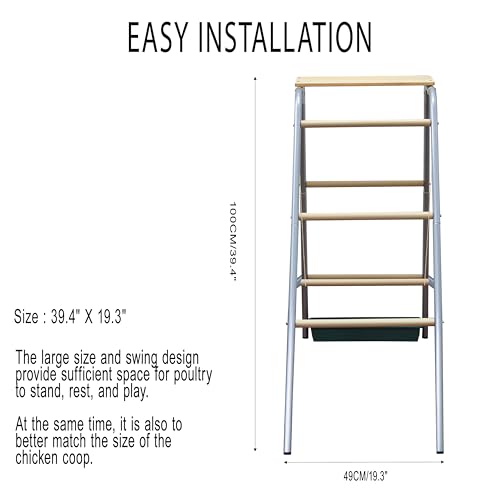 Chicken Roosting Bars with Swing and Drink Trough, Roosting Bars for Chickens in Coop, Easy to Installation&Clean,Baby Chick Playground Coop Accessories(43.3' L X 19.3' W X 39.4' H)