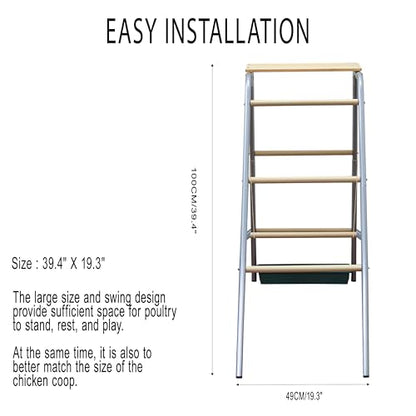 Chicken Roosting Bars with Swing and Drink Trough, Roosting Bars for Chickens in Coop, Easy to Installation&Clean,Baby Chick Playground Coop Accessories(43.3' L X 19.3' W X 39.4' H)