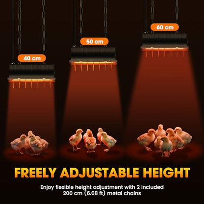 Heat Lamp for Chickens, Halogen Chicken Heat Lamp for Young Poultry, Safe Infrared Chicken Coop & Brooder Heater, Infinite Temperature Control, 50-250W, Even Heating, Adjustable Height, Gray