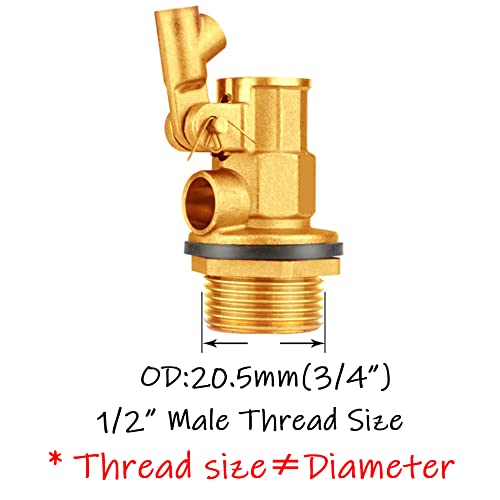 Uenede Float Ball Valve DN15 1/2" Male Thread Stainless Steel Floating Ball Brass Valve Automatic Switch for Stock Tank Pool Water Level Control - size: 1/2"-1PCS