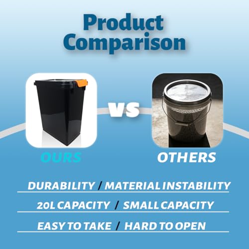 3 pcs 20L Pellet Storage Bin Set,Black Wood Pellet Storage Containers,Pellet Bucket is Suitable for Storing Barbecue Supplies, Fertilizer, and Charcoal