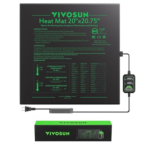 VIVOSUN 20"x20.75" Seedling Heat Mat with Built-in Temperature Controller, UL & MET-Certified Waterproof Plant Heating Pad for Germination, Hydroponics, Brewing, Breeding, and Greenhouses - size: 20"x20.75"