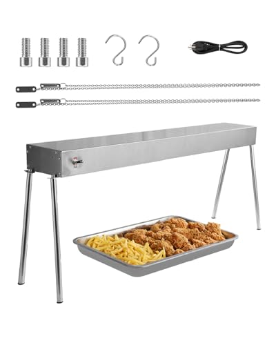 VEVOR Food Heat Lamp, 750W Hanging Commercial Food Heating Warmer, Stainless Steel Electric Strip Heater Light with Cord, Heatlamp Warming Equipment for Food Restaurant, Buffet, and Catering Kitchen - style: Ceiling Type