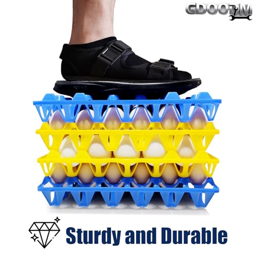 12 Pack Plastic Egg Tray 30 Cell Egg Crates Egg Flats Stackable Egg Carton for Home, Chicken Farmers, Storing, Sorting, and Shipping Eggs, Holds Multiple Eggs (Blue)