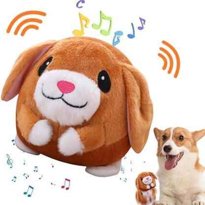 Active Moving Plush Toy, Interactive Pet Bouncing Balls, USB Rechargeable Sound Electronic Dog Toy, Cute Squeaky Pig Dog Toy - color: Dog