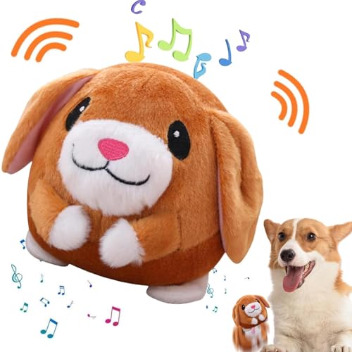 Active Moving Plush Toy, Interactive Pet Bouncing Balls, USB Rechargeable Sound Electronic Dog Toy, Cute Squeaky Pig Dog Toy - color: Dog