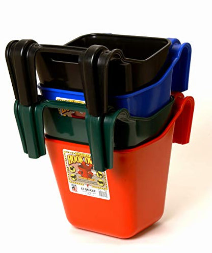 Little Giant® Plastic Hook Over Feeder | Mountable Livestock & Pet Feed Bucket | Horse Feed Bucket | Made in USA | 12 Quarts | Black - color: Black, size: 12 Quart