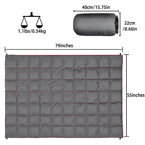 Outdoor Puffy Camping Blanket, Lightweight Down Alternative Puffy Printed Camping Large Ultra Warm Hammock Top Quilt Waterproof Blanket for Traveling Picnic Beach Party Cold Weather (Gray) - color: Gray