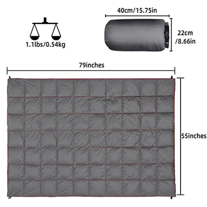 Outdoor Puffy Camping Blanket, Lightweight Down Alternative Puffy Printed Camping Large Ultra Warm Hammock Top Quilt Waterproof Blanket for Traveling Picnic Beach Party Cold Weather (Gray) - color: Gray
