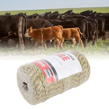 Electric Fence Wire, 6 Strand Stainless Steel 200M Poly Wire Electric Fencing Wire, Durable Polywire Electric Fence for Livestock(MLD-040C) - color: 040C