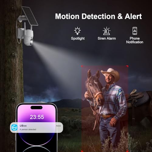 HOSAFE.COM 4G LTE Cellular Security Camera Wireless Solar Powered, Free Cloud Storage, No WiFi Security Camera Outdoor, 2K PTZ 360°, IP66 Waterproof for Farm Barn Jobsite Off-Grid