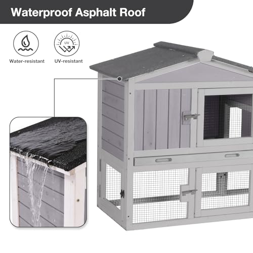 Chicken Coop Outdoor, Wooden Chicken House with Leakproof Tray and Waterproof Roof, Small Chicken Coops for 2 Chickens, Duck House, Rabbit Hutch