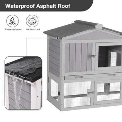 Chicken Coop Outdoor, Wooden Chicken House with Leakproof Tray and Waterproof Roof, Small Chicken Coops for 2 Chickens, Duck House, Rabbit Hutch