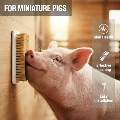 2 Pcs Mini Pig Self-Grooming and Scratch Brush, Pig Enrichment Toy | Pig Scratch Brush with Hanging Hole for Fences & Pens, Encourages Natural Behavior