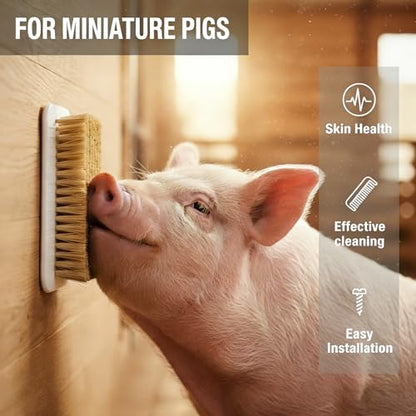 2 Pcs Mini Pig Self-Grooming and Scratch Brush, Pig Enrichment Toy | Pig Scratch Brush with Hanging Hole for Fences & Pens, Encourages Natural Behavior