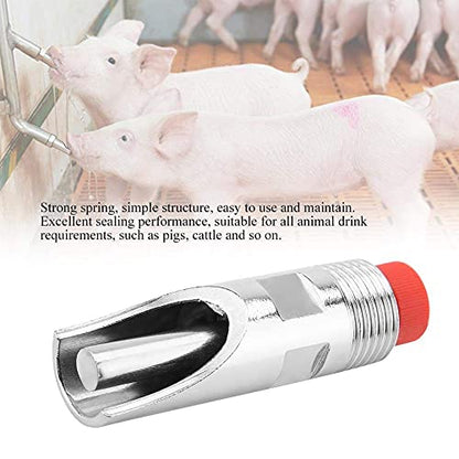 5Pcs Stainless Steel Automatic Nipple Drinker Feeder,Waterer RedDuckbilled for Sows Piglets