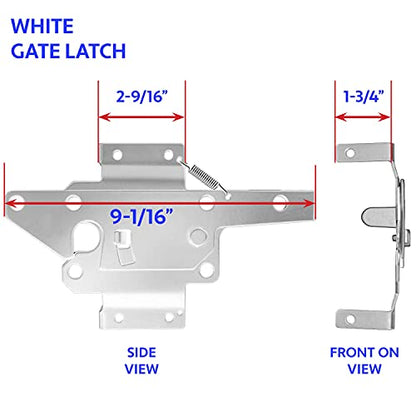 Self-Closing Vinyl Fence Gate Hardware Kit - White Vinyl PVC Fencing Gate Kit Includes Hinges & Latch - size: Self Close White