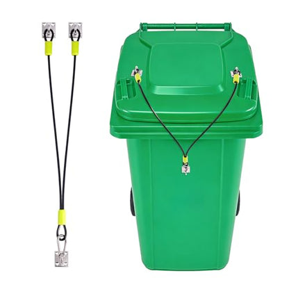 Universal Raccoon Trash Can Lid Lock - Small Animals Outdoor Trash Can Lid Lock with Two Steel Wire Rope,Also Works for Bear,Rat,Wind and Other Wildlife (1)