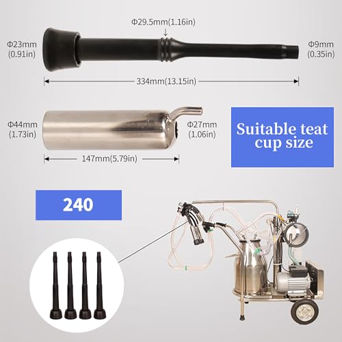 4 Pcs 240 Milking Machine Liners Replacement 334mm, Black Safe & Hygienic Soft Rubber Teat Cup Liners for Cow Milking Machine, Fit Ø44mm Cup Shell for Dairy & Livestock - size: 240 334mm Fit Ø44mm