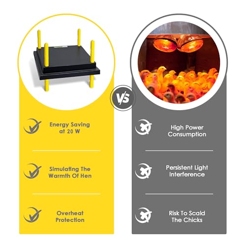 Eggluuz Chick Brooder Heating Plate, 12" x 12" Brooder Heater for Chicks with Adjustable Heights