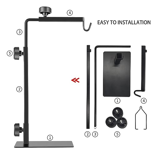 Reptile Lamp Stand, Adjustable 16-31 Inch Domes Heat Lamp Metal Bracket Floor Light Holder for Reptile Terrarium Lighting Heating Light and Dome lampshade, Large - size: Large (Pack of 1)