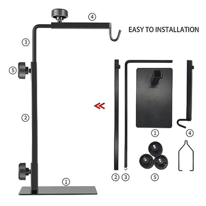 Reptile Lamp Stand, Adjustable 16-31 Inch Domes Heat Lamp Metal Bracket Floor Light Holder for Reptile Terrarium Lighting Heating Light and Dome lampshade, Large - size: Large (Pack of 1)