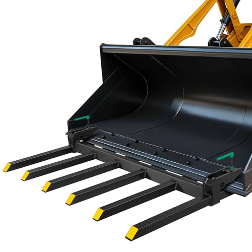 Clamp On Debris Forks To 48-60" Bucket, Heavy Duty Pallet Fork Fit For Loader Bucket Skidsteer Tractor,60" 4000 LBS - size: 60" 4000 LBS