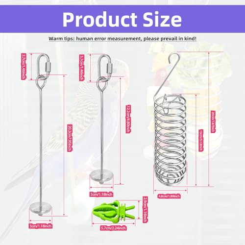 6Pcs Rat Enrichment Toys, Stainless Steel Rat Foraging Toy for Fruit Vegetable Holder, Bird Food Holder Hanging Slow Feeder Clip for Parrot Bird Rodents