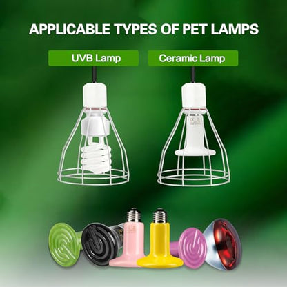Simple Deluxe 1-Pack Clamp Lamp Light with Steel Cage Wire Grillup to 250W E26 Socket (No Bulb Included), 6' Cord, Silver - size: Lamp Cage (250 Watts), style: 1-Pack (Ceramics)