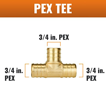 SUNGATOR 5-Pack 3/4" Pex Tee, 3/4" Inch Pex T Fittings - size: 3/4" Tee, 5 Pack