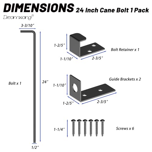 24" Heavy Duty Cane Bolt Gate Drop Rod Extra Thick Hardware Ground Latch for Wood PVC Vinyl Metal Fences Gates, Double Doors, Black Solid Steel-1 Pack - color: 24 Inch