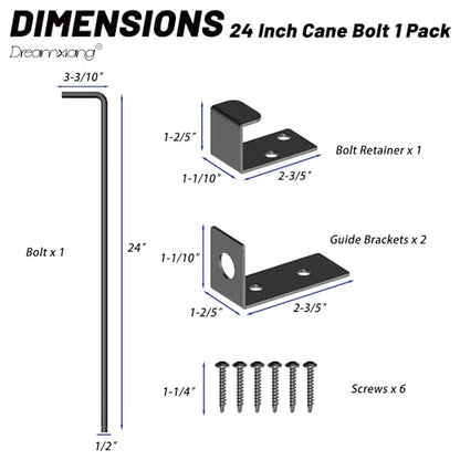 24" Heavy Duty Cane Bolt Gate Drop Rod Extra Thick Hardware Ground Latch for Wood PVC Vinyl Metal Fences Gates, Double Doors, Black Solid Steel-1 Pack - color: 24 Inch
